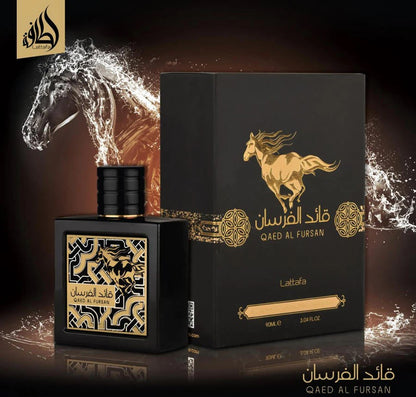 Qaed Al Fursan – 90 ml A sweet fruity fragrance with woody and oriental notes.